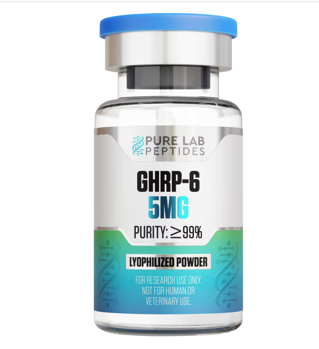 Buy GHRP 6 5mg lyophilized peptide vial for laboratory research applications