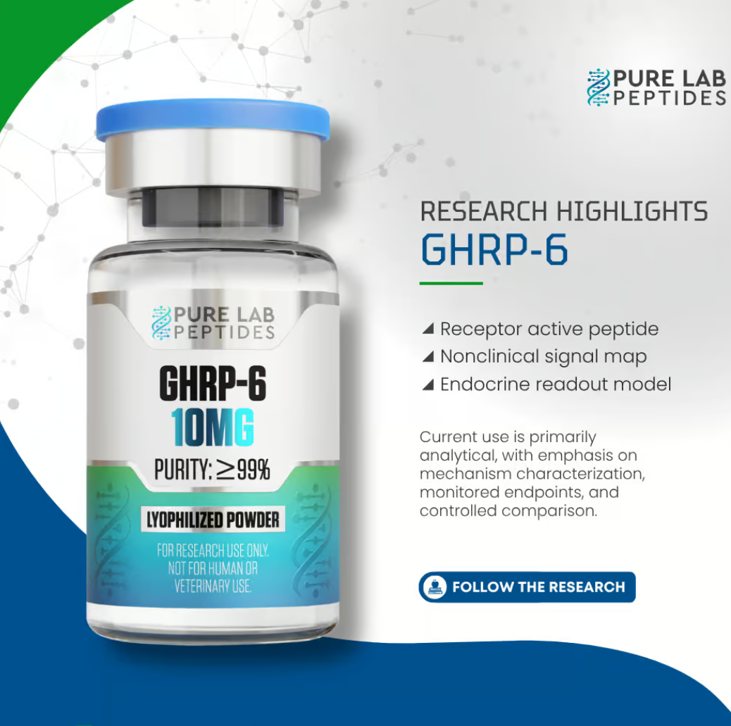 GHRP-6 10mg pharmaceutical-grade peptide vial for research use