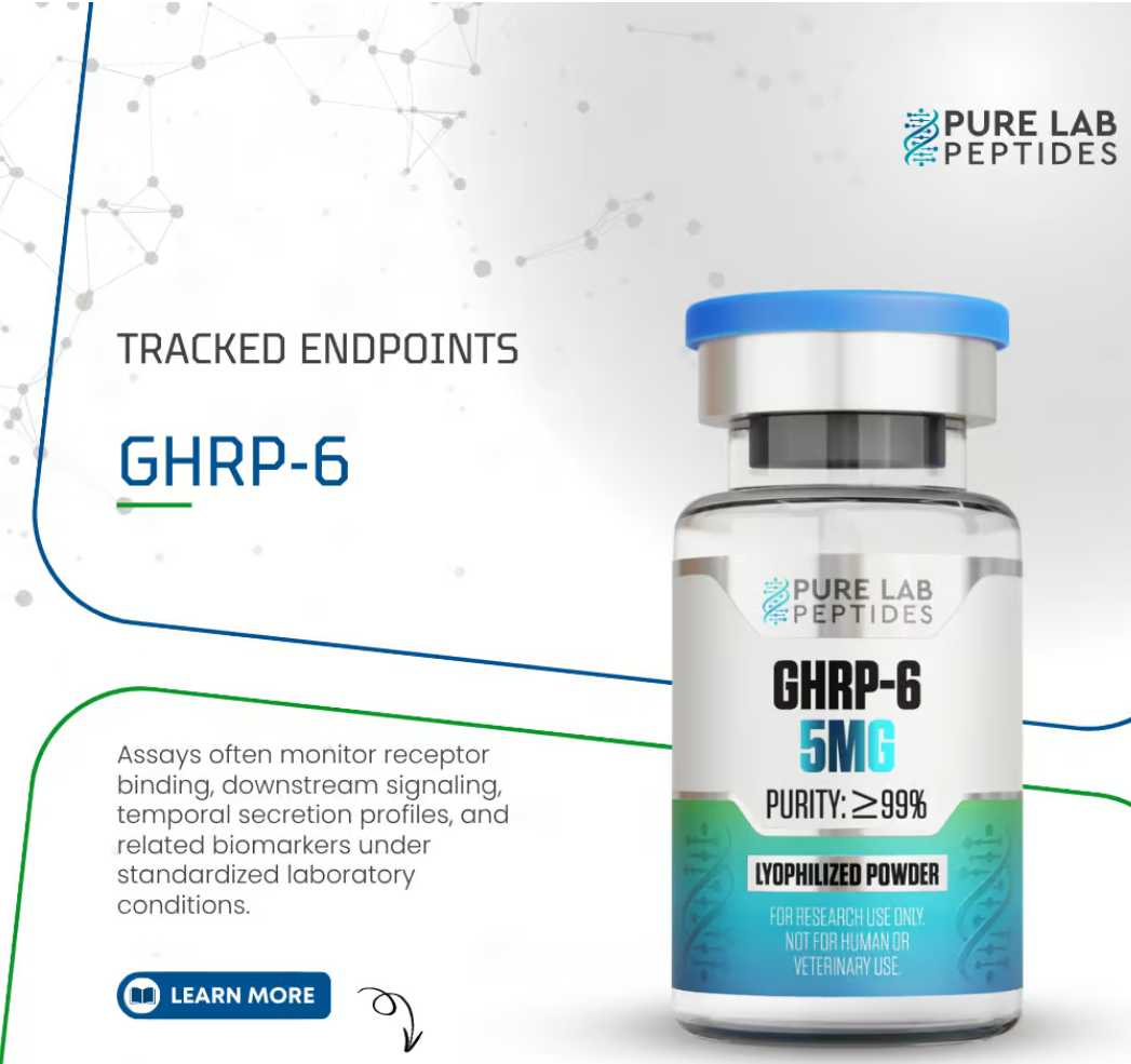 GHRP 6 peptide 5mg for endocrine and receptor activity research