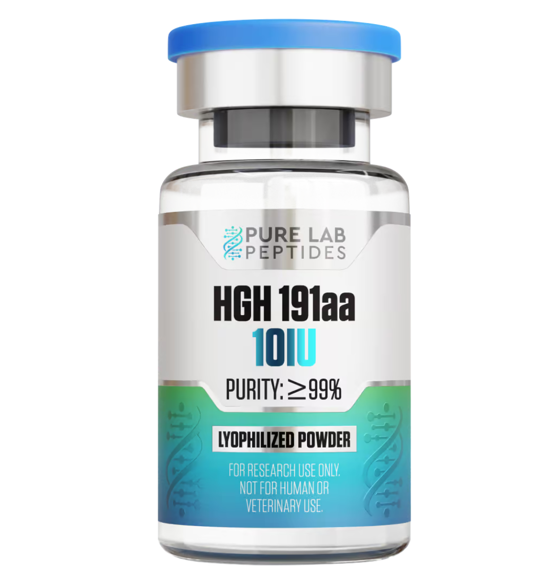 HGH 191AA for sale online 10IU research peptide vials with laboratory-grade packaging
